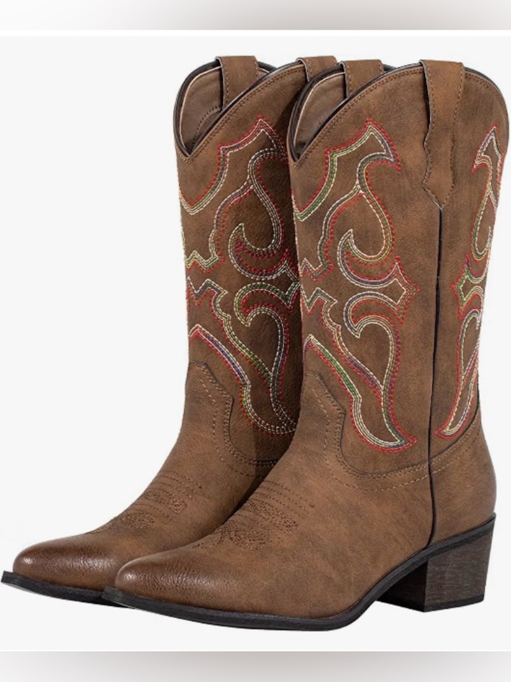 SheSole Women's Snip Toe Western Cowgirl Boots Mid Calf. Size 38, (8)NEW